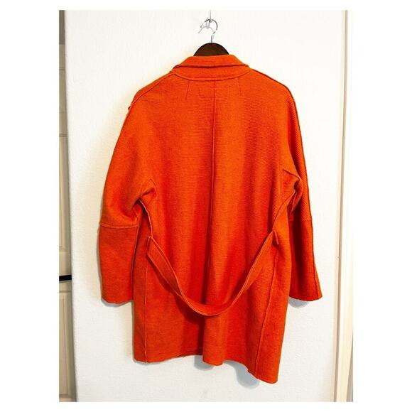 Zara Wool Blend Cocoon Coat Orange Small - Picture 3 of 11